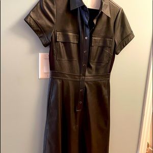 Faux Leather black dress